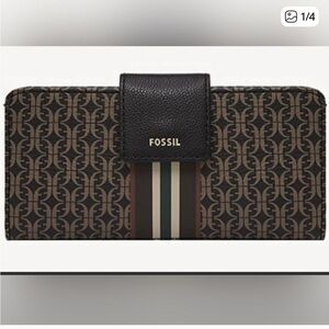 FOSSIL Women's  Wallet Madison Tab Clutch Black Brown